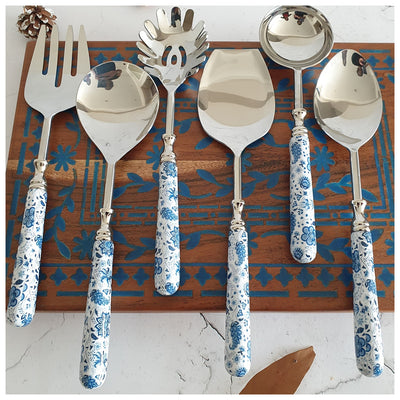 CUTLERY SET - SERVING (Set of 6) - WHITE LOTUS