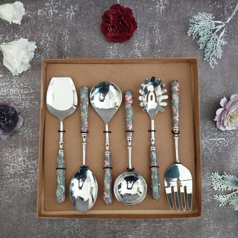CUTLERY SET - SERVING (Set of 6) - EARTHY MEADOW