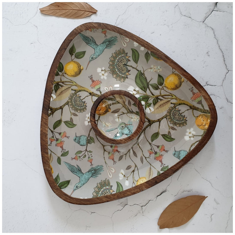 Triangle Dip Dish Platter - Humming Bird