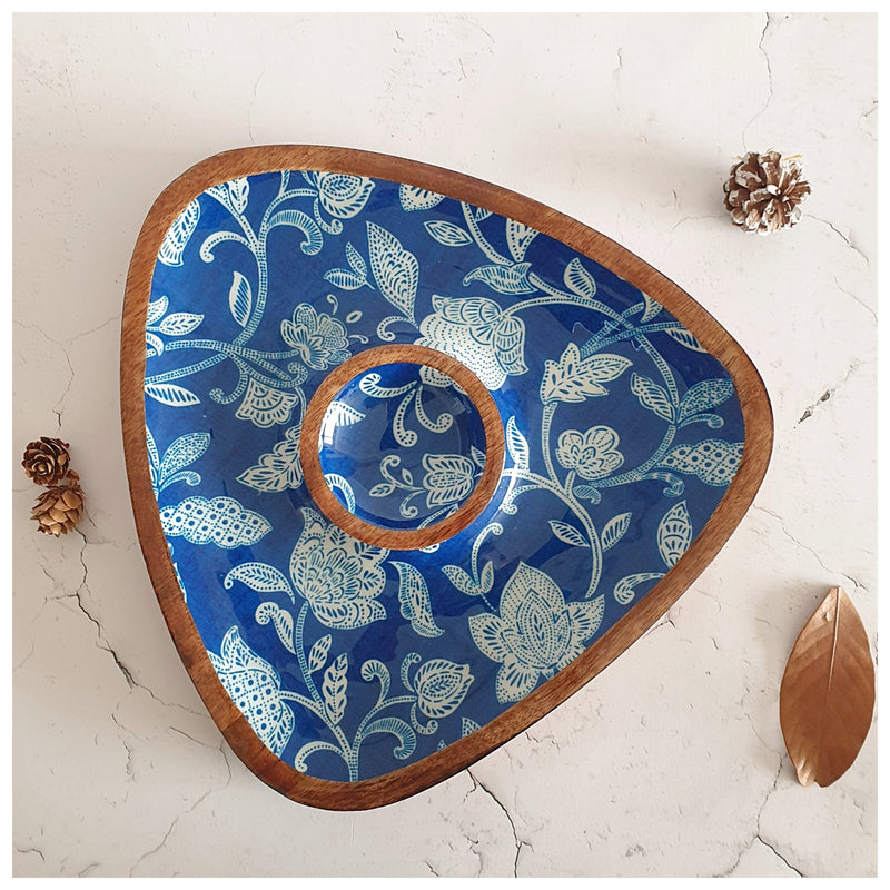 Triangle Dip Dish Platter - Cotton Blue