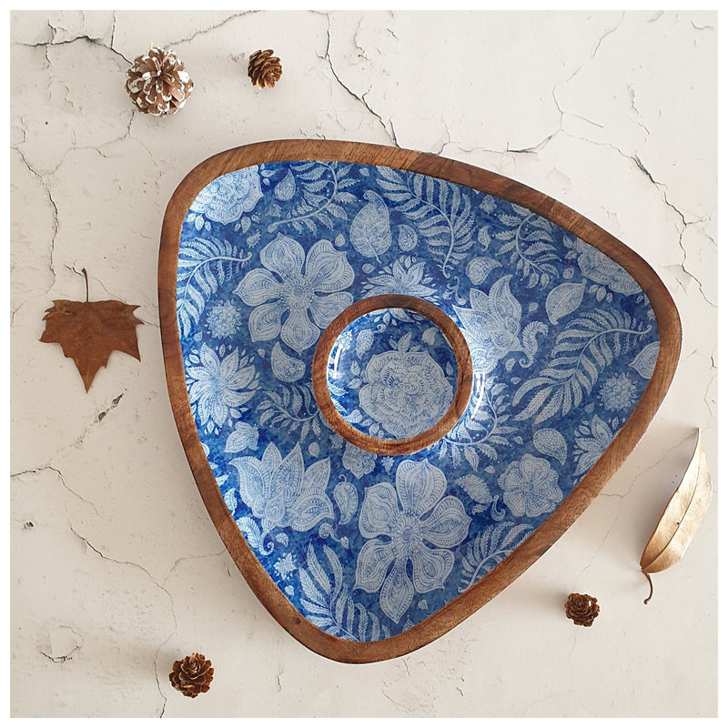Triangle Dip Dish Platter - Blue Lotus