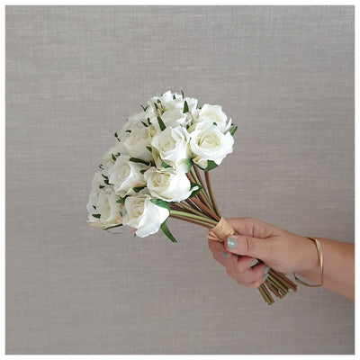 Flowers (Artificial) - Rose Bunch (Buds) White