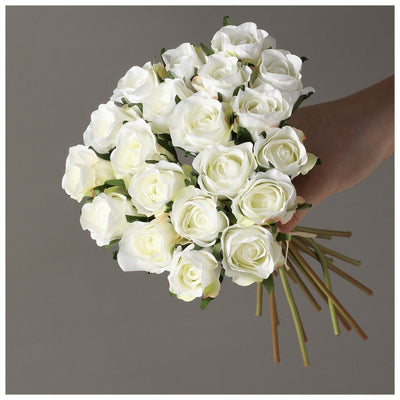 Flowers (Artificial) - Rose Bunch (Buds) White