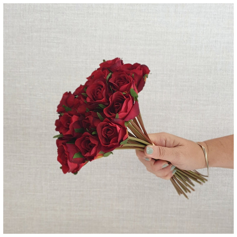 Flowers (Artificial) - Rose Bunch (Buds) Red