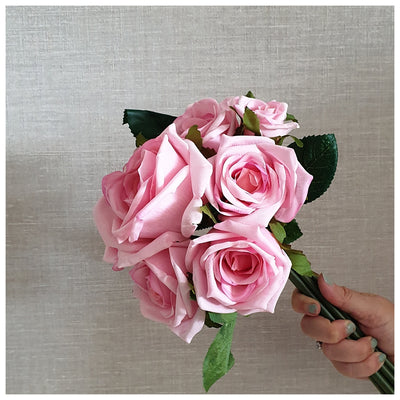 Flowers (Artificial) - Rose Bunch - Pink