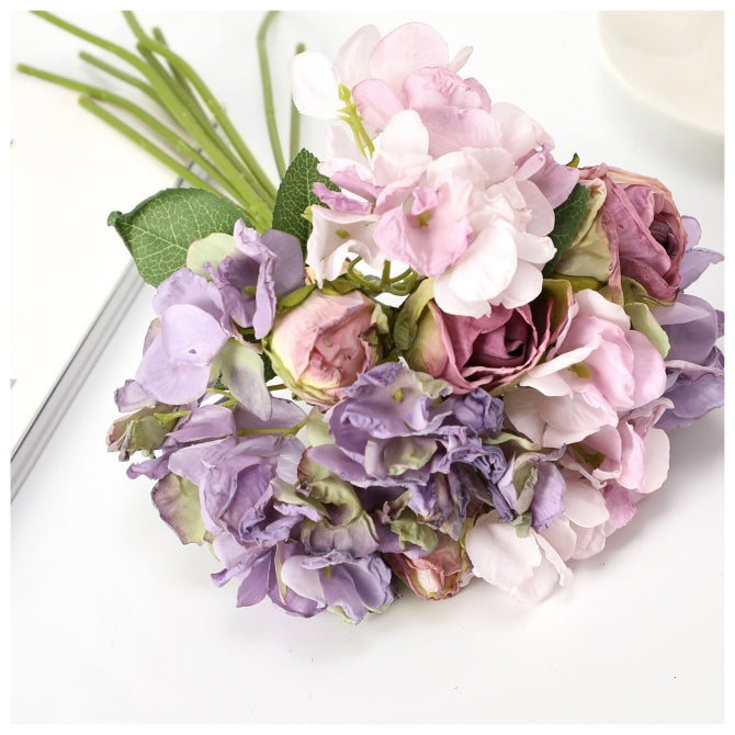 Flowers (Artificial) - Bunch of Roses & Hydrangeas - Lavender