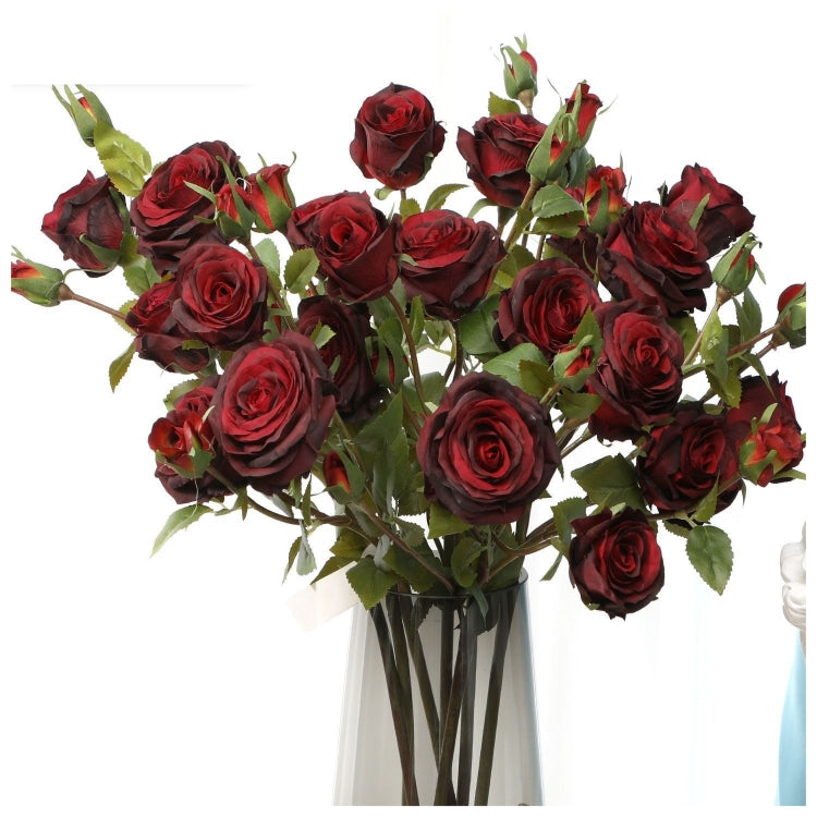 Flowers (Artificial) - Roses 3 Big - Dark Red