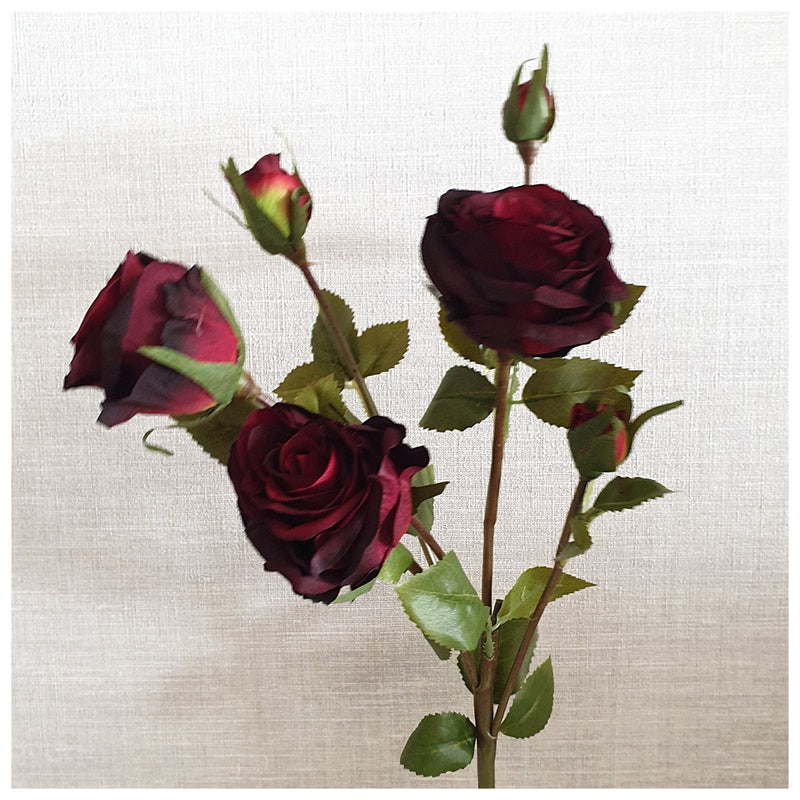 Flowers (Artificial) - Roses 3 Big - Dark Red