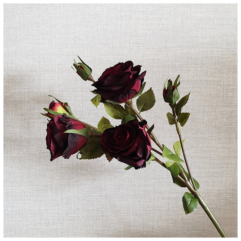 Flowers (Artificial) - Roses 3 Big - Dark Red