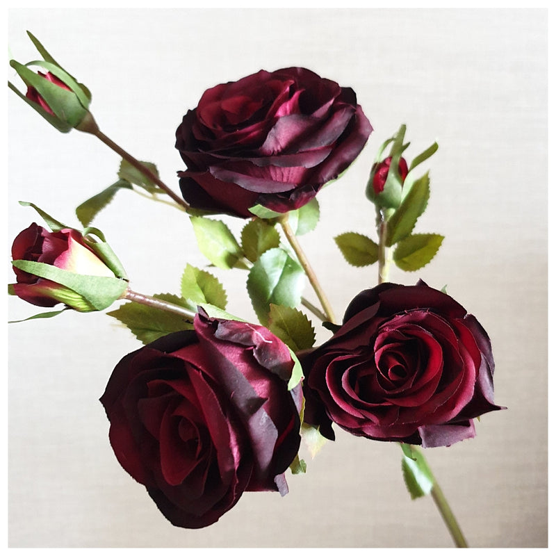 Flowers (Artificial) - Roses 3 Big - Dark Red