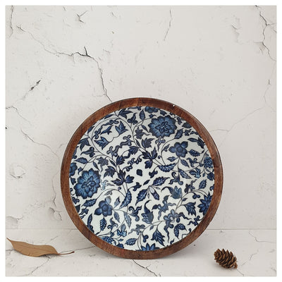 Wooden Multipurpose Bowls - Set of 2 - Indigo Blue Floral