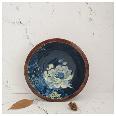 Wooden Multipurpose Bowls - Set of 2 - Denim Blue Floral