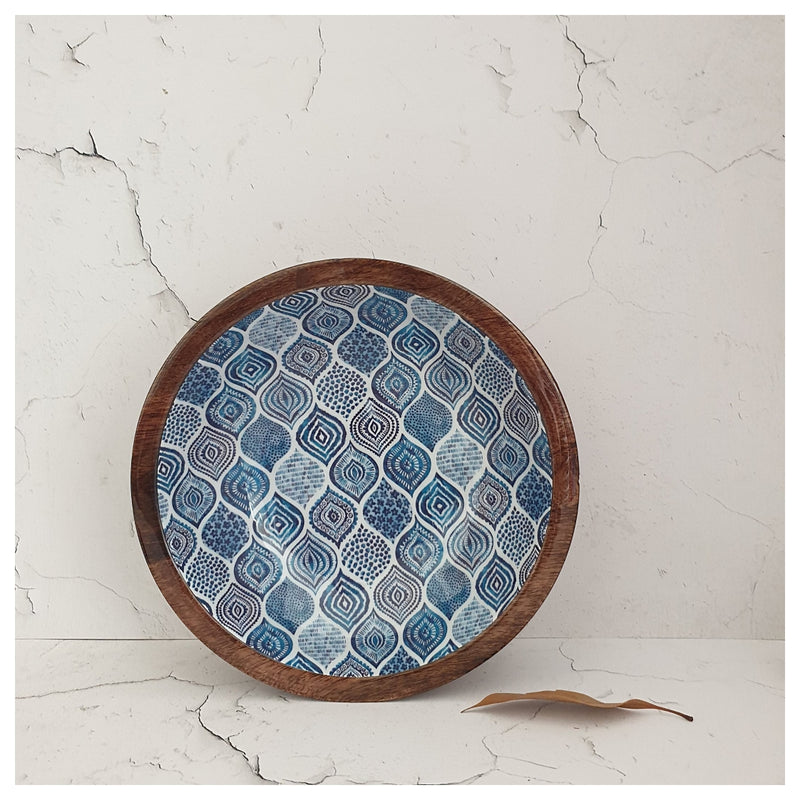 Wooden Multipurpose Bowls - Set of 2 - Ikat & Palm Mandala