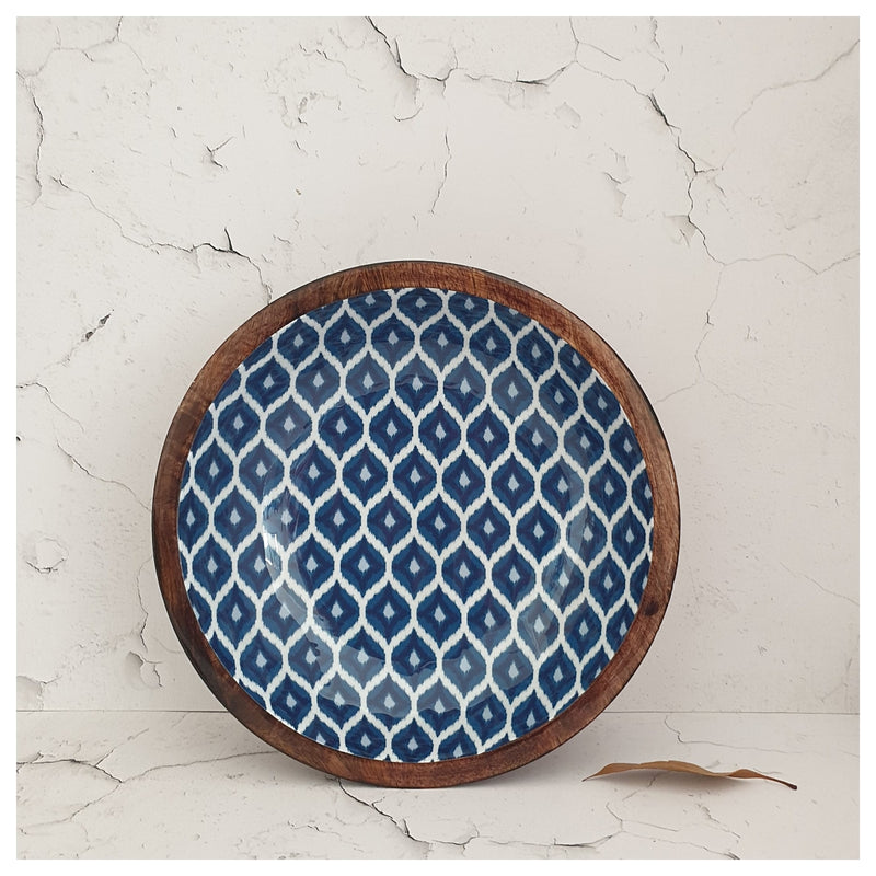 Wooden Multipurpose Bowls - Set of 2 - Ikat & Palm Mandala