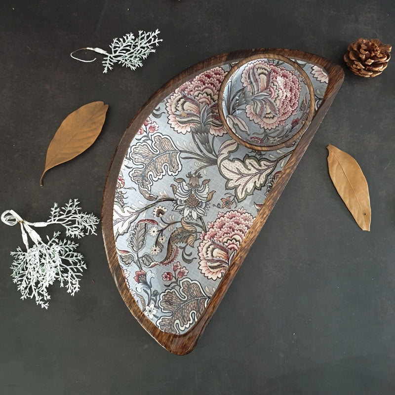 Platter - Half Moon Shape with Matching Bowl - Jaipur Collection