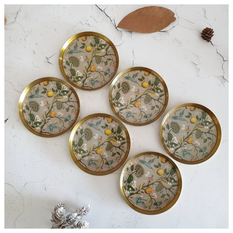 COASTERS, METAL (Set Of 6) - HUMMING BIRD