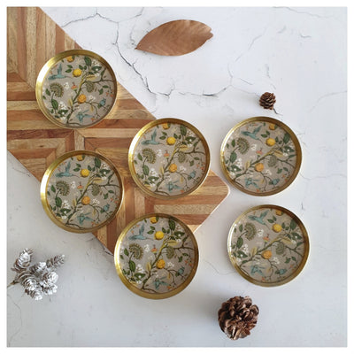COASTERS, METAL (Set Of 6) - HUMMING BIRD