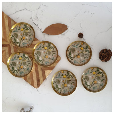 COASTERS, METAL (Set Of 6) - HUMMING BIRD