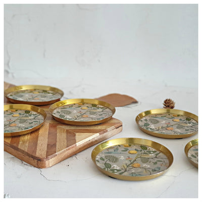 COASTERS, METAL (Set Of 6) - HUMMING BIRD
