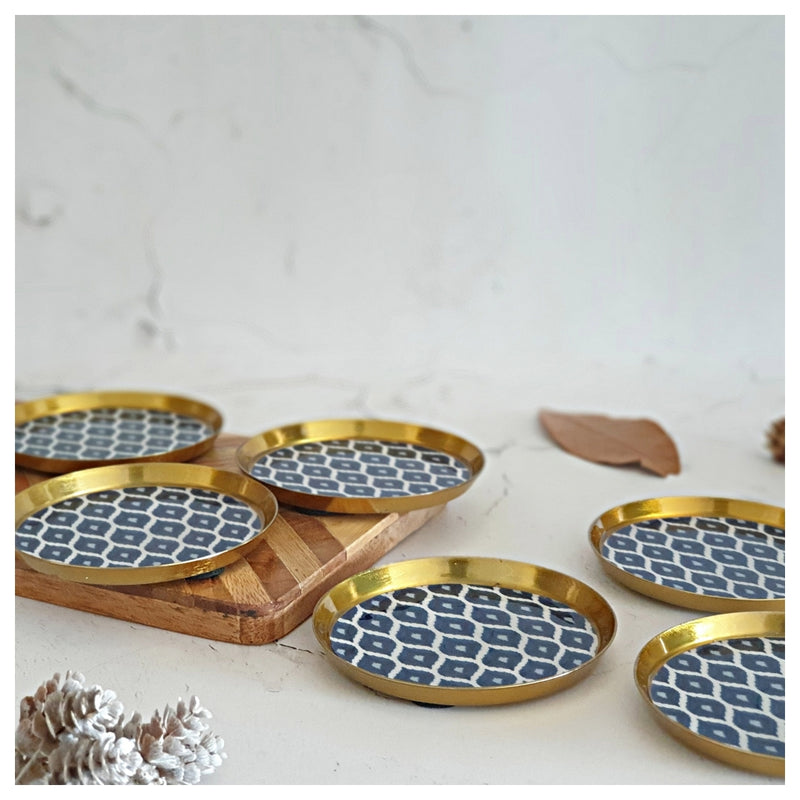 COASTERS, METAL (Set Of 6) - IKAT