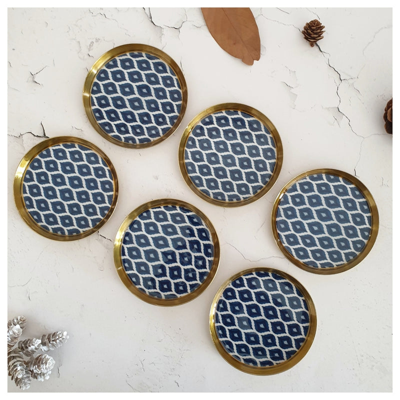 COASTERS, METAL (Set Of 6) - IKAT