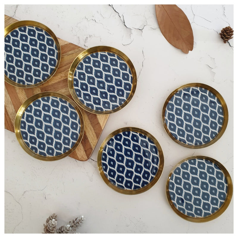 COASTERS, METAL (Set Of 6) - IKAT