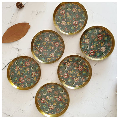 COASTERS, METAL (Set Of 6) - EARTHY MEADOW