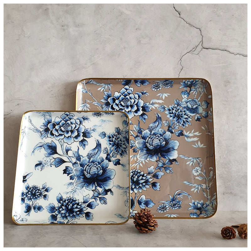 Metal Platter & Tray (Square, Set of 2) - Enchanted Forest