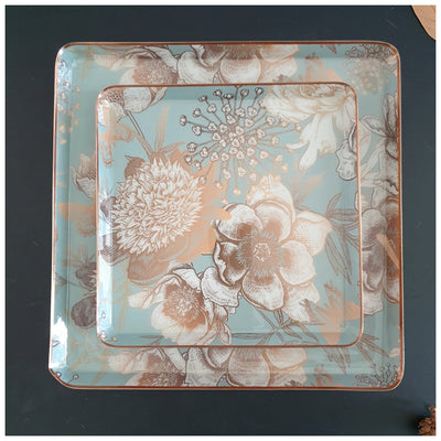 Metal Platter & Tray (Square, Set of 2) - Summer Rain