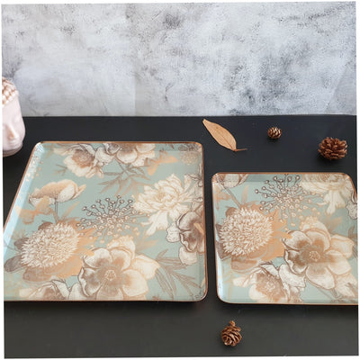 Metal Platter & Tray (Square, Set of 2) - Summer Rain