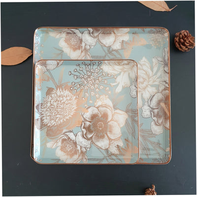 Metal Platter & Tray (Square, Set of 2) - Summer Rain