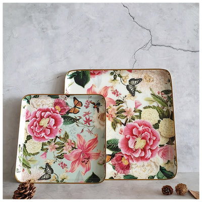 Metal Platter & Tray (Square, Set of 2) - Alice in Wonderland