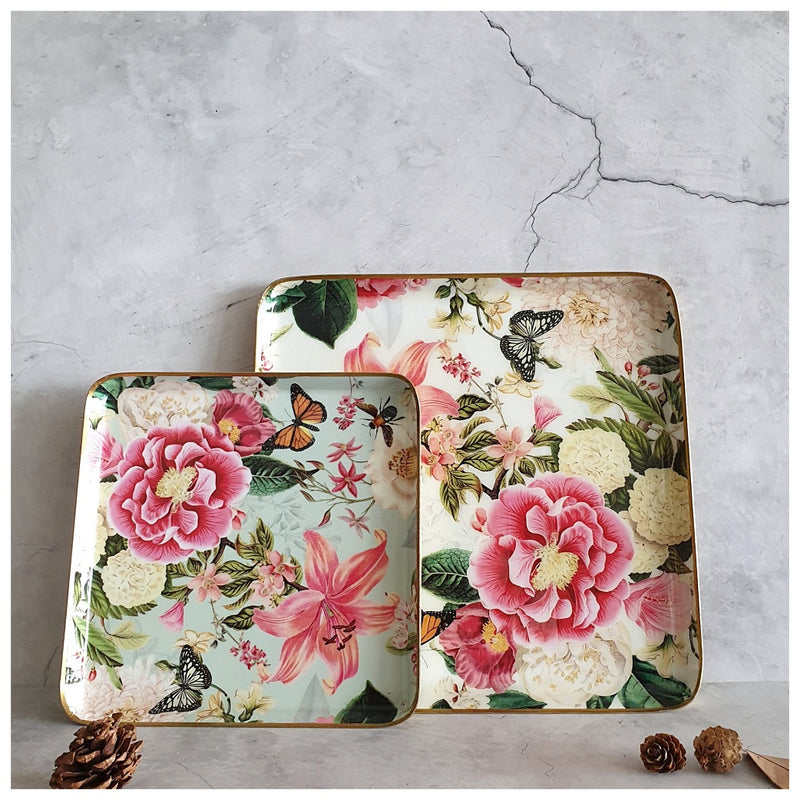 Metal Platter & Tray (Square, Set of 2) - Alice in Wonderland