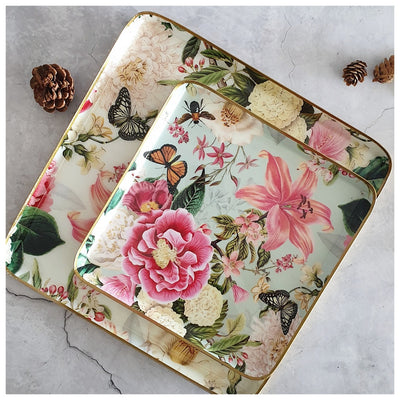 Metal Platter & Tray (Square, Set of 2) - Alice in Wonderland