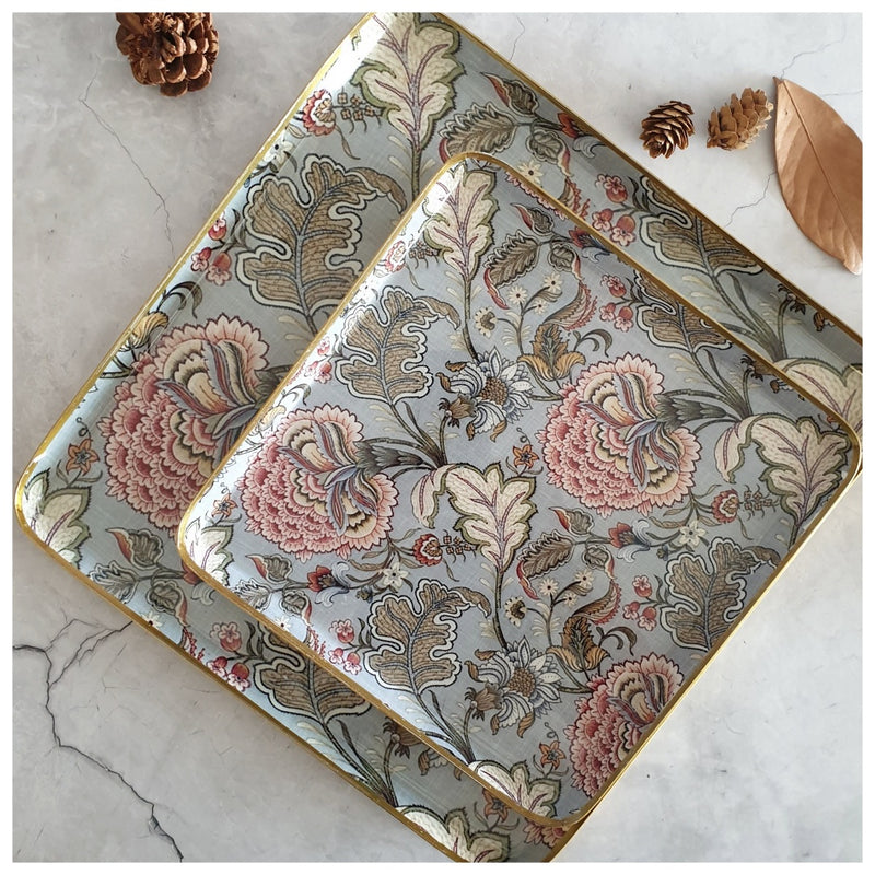 Metal Platter & Tray (Square, Set of 2) - Jaipur