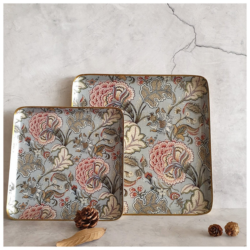 Metal Platter & Tray (Square, Set of 2) - Jaipur