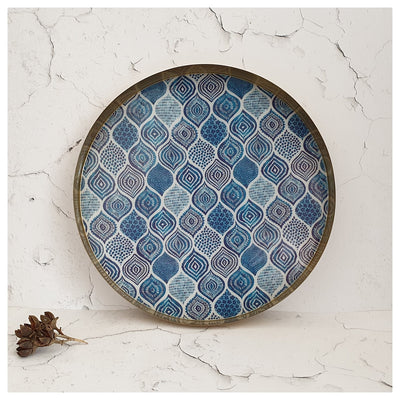 METAL PLATTER & TRAY - ROUND - PALM MANDALA