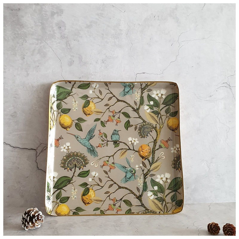 Metal Platter & Tray - Square - Humming Bird