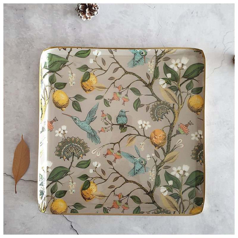 Metal Platter & Tray - Square - Humming Bird
