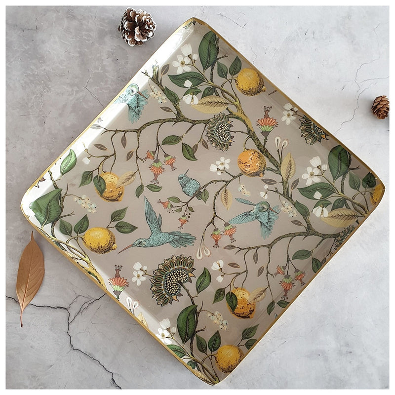 Metal Platter & Tray - Square - Humming Bird
