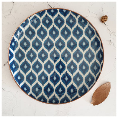 Metal Platter & Tray - Round - Ikat Blue