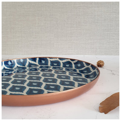 Metal Platter & Tray - Round - Ikat Blue