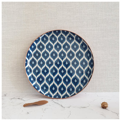 Metal Platter & Tray - Round - Ikat Blue
