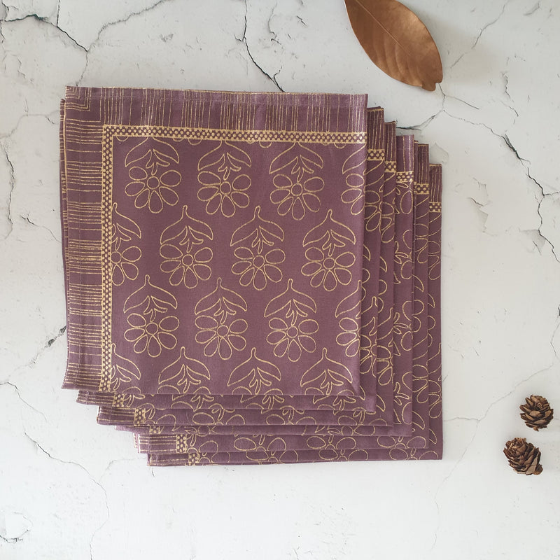 NAPKINS IN COTTON - MAROON FLORAL (Set of 6)