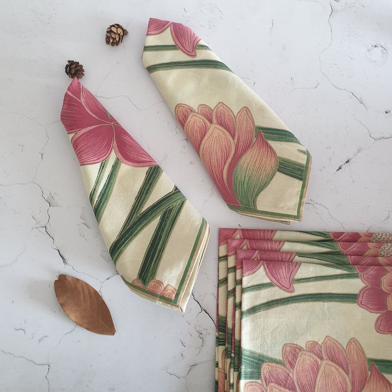 NAPKINS IN COTTON - PINK HYDRANGEA (Set of 6)