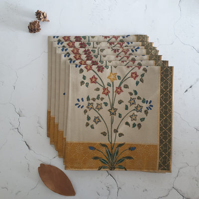 NAPKINS IN COTTON - TREE OF LIFE MUSTARD (Set of 6)