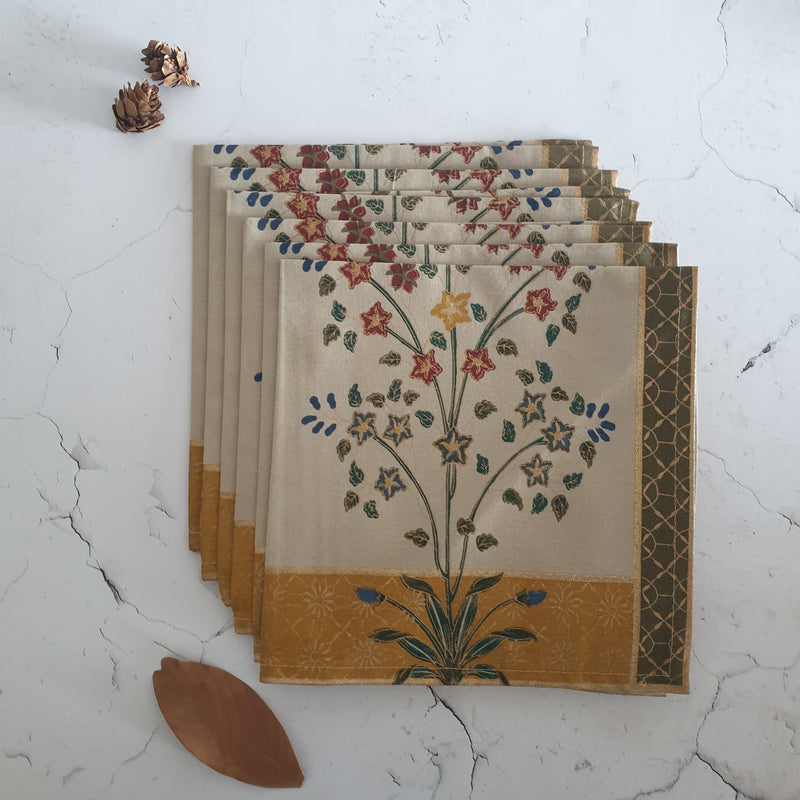 NAPKINS IN COTTON - TREE OF LIFE MUSTARD (Set of 6)