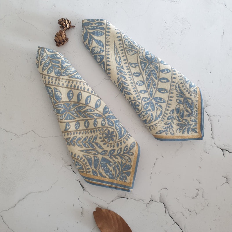 NAPKINS IN COTTON - VINTAGE BLUE PAISLEY (Set of 6)