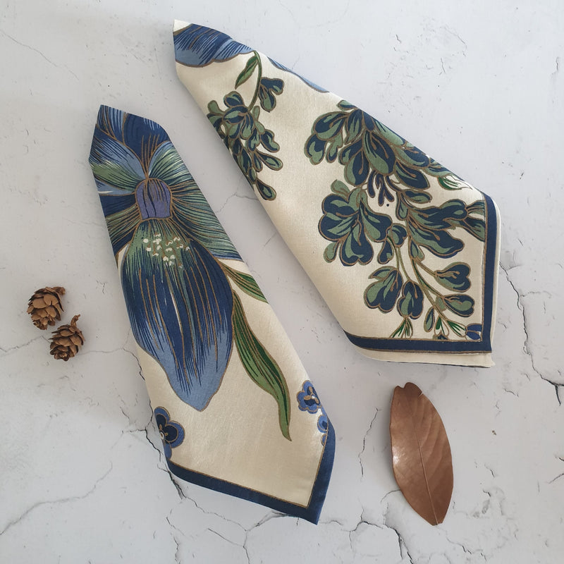 NAPKINS IN COTTON - DARK BLUE FLORAL (Set of 6)