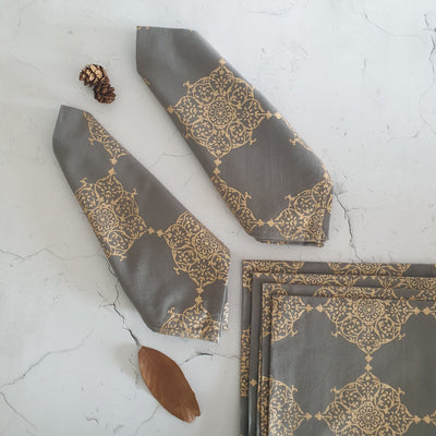 NAPKINS IN COTTON - GOLD & GREY MUGHAL (Set of 6)